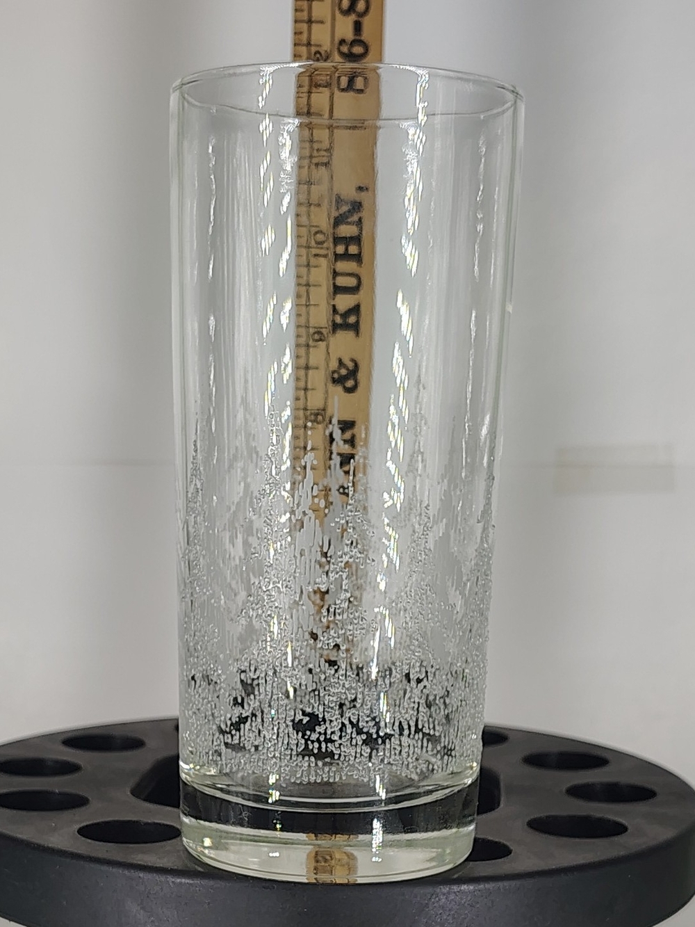Libbey Glass Company Frosty Pines 14 Oz Flat Tumbler Winter Textured 6.25" H